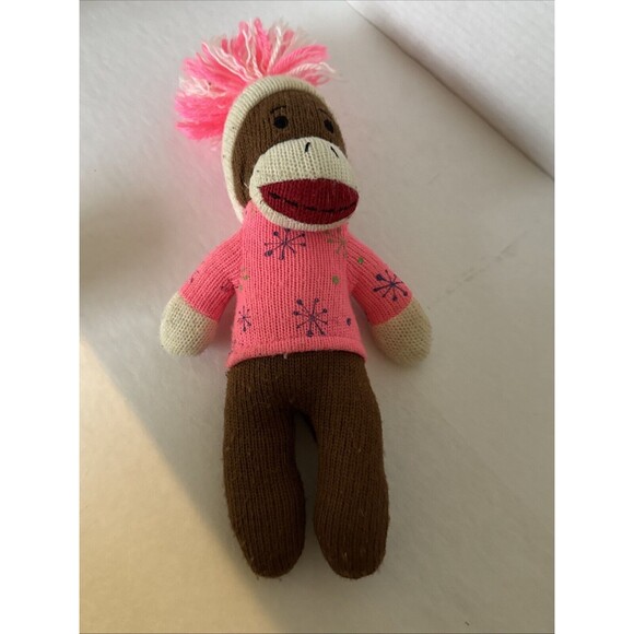 Dan Dee Collectors Choice Holiday Winter Sock Monkey Plush Animal 12" Pink - Picture 4 of 7